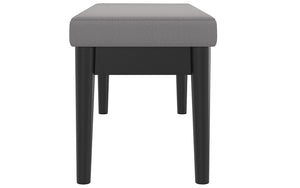 Woven Fabric Bench with Solid Wood Legs - Cream | Grey