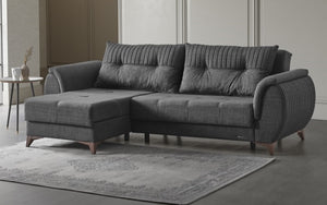 Fabric Sectional Sofa Bed with Reversible Chaise - Grey