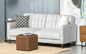 Velvet Fabric Sofa Bed - White