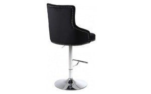 Bar Stool With Button Tufted & 360° Swivel Velvet Fabric Seat - Blue | Grey | Black