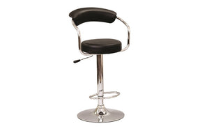 Bar Stool Curved Back with Chrome & 360° Swivel Leather Seat - Black | White | Espresso | Red - Set of 2 pc