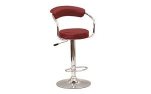 Bar Stool Curved Back with Chrome & 360° Swivel Leather Seat - Black | White | Espresso | Red - Set of 2 pc