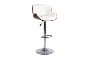 Bar Stool With Bent Wood Back & 360° Swivel Leather Seat - Black | White - Set of 2 pc