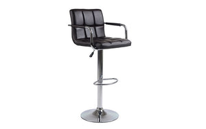 Bar Stool With High Back & 360° Swivel Leather Seat - Black | White | Grey | Espresso | Red - Set of 2 pc