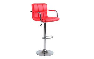 Bar Stool With High Back & 360° Swivel Leather Seat - Black | White | Grey | Espresso | Red - Set of 2 pc