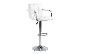 Bar Stool With High Back & 360° Swivel Leather Seat - Black | White | Grey | Espresso | Red - Set of 2 pc