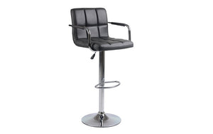 Bar Stool With High Back & 360° Swivel Leather Seat - Black | White | Grey | Espresso | Red - Set of 2 pc