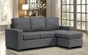 Fabric Sectional with Reversible Chaise - Grey