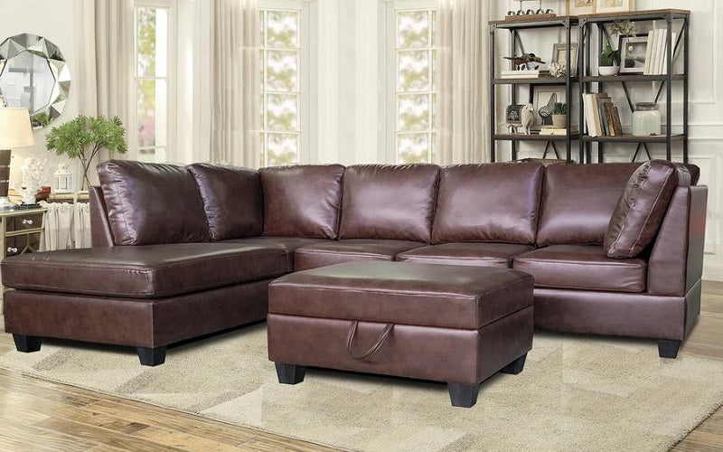 Leather sectional with shop chaise and ottoman