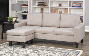 Fabric Sectional with Reversible Chaise - Beige