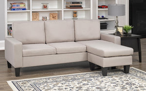 Fabric Sectional with Reversible Chaise - Beige