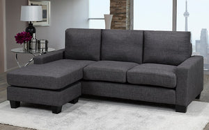 Fabric Sectional with Reversible Chaise - Dark Grey