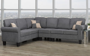 Fabric Sectional with Love Seat - Grey