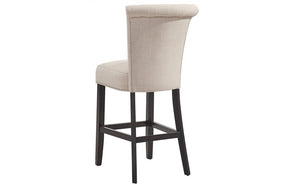 Bar Stool With Fabric High Back & Dark Legs - Beige | Grey - Set of 2 pc (26'' Counter Height)