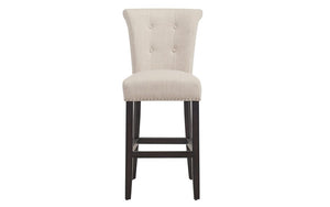 Bar Stool With Fabric High Back & Dark Legs - Beige | Grey - Set of 2 pc (26'' Counter Height)