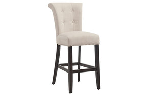 Bar Stool With Fabric High Back & Dark Legs - Beige | Grey - Set of 2 pc (26'' Counter Height)