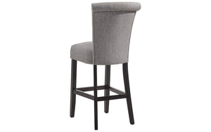 Bar Stool With Fabric High Back & Dark Legs - Beige | Grey - Set of 2 pc (26'' Counter Height)