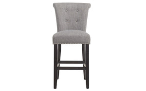 Bar Stool With Fabric High Back & Dark Legs - Beige | Grey - Set of 2 pc (26'' Counter Height)