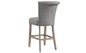 Bar Stool With Fabric High Back & Dark Legs - Beige | Grey - Set of 2 pc (26'' Counter Height)