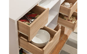 Buffet or Cabinet with 4 Storage Drawers - White Oak