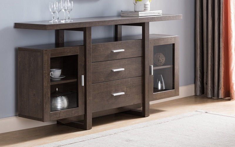 Buffet or Cabinet with 3 Drawers - Walnut Oak