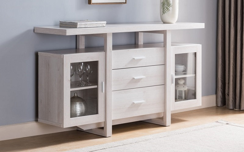 Buffet or Cabinet with 3 Drawers - White Oak