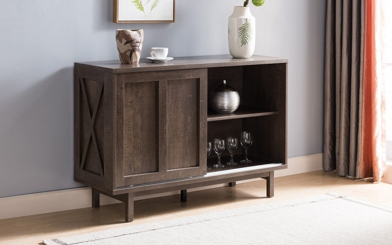 Buffet or Cabinet with Storage Shelves - Grey