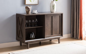 Buffet or Cabinet with Storage Shelves - Grey