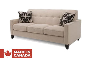 Fabric Sofa with Pull-Out Bed - Beige (Made In Canada)