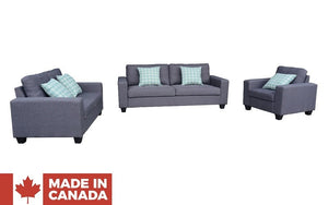 Sofa Set - 3 Piece - Grey | Chocolate
