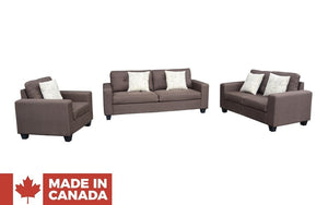 Sofa Set - 3 Piece - Grey | Chocolate