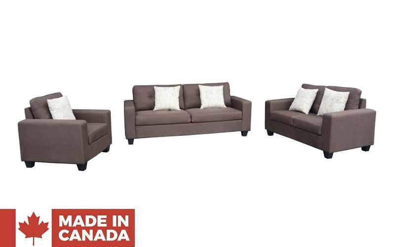 Sofa Set - 3 Piece - Grey | Chocolate