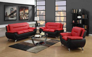 Sofa Set - 3 Piece - Black | Red