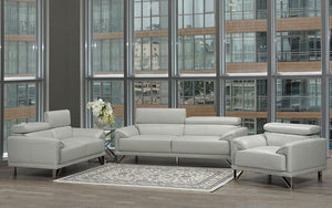 Air Leather Sofa Set - 3 Piece - Light Grey