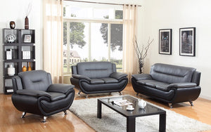 Sofa Set - 3 Piece - Black & Grey