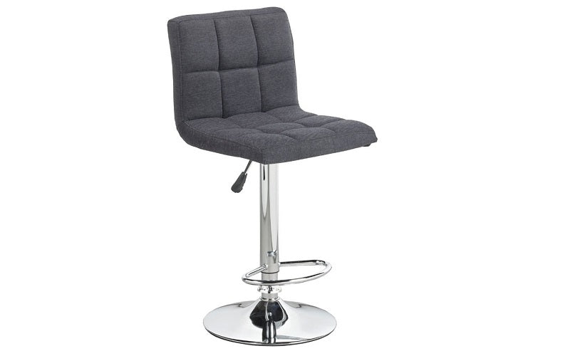 Bar Stool With High Back & 360° Swivel Fabric Seat - Grey | Charcoal | Black - Set of 2 pc