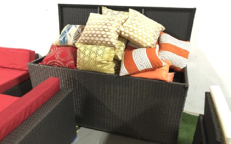 Outdoor Or Indoor Wicker Storage Box - Dark Brown