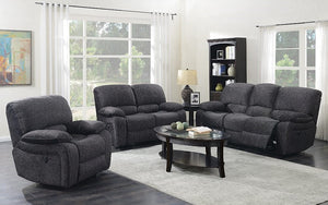 Recliner Set - 3 Piece with Velvet Fabric - Midnight Grey