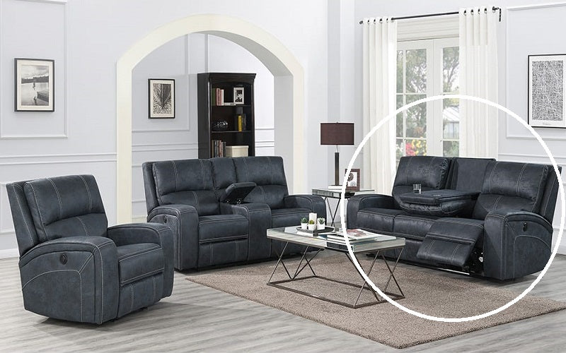 Power Recliner Set - 3 Piece with Air Suede Fabric - Midnight Blue