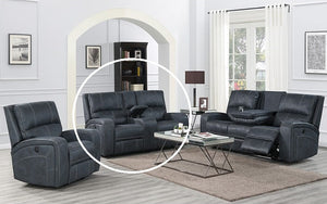 Power Recliner Set - 3 Piece with Air Suede Fabric - Midnight Blue