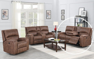 Power Recliner Set - 3 Piece with Air Suede Fabric - Cognac