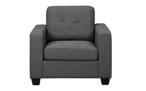 Sofa Set - 3 Piece with Fabric - Charcoal Grey