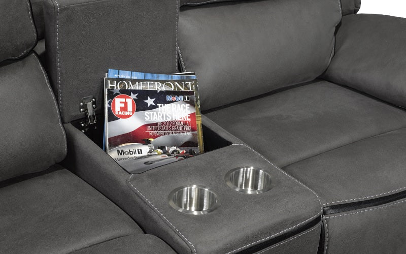 Recliner Set - 3 Piece with Micro Suede Fabric - Smoke