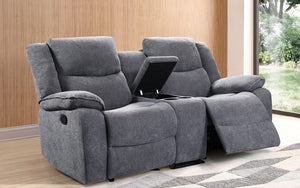 Recliner Set - 3 Piece with Chenille Fabric - Grey