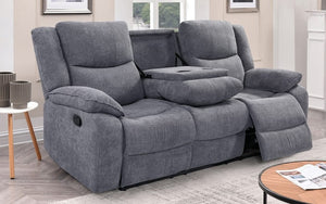 Recliner Set - 3 Piece with Chenille Fabric - Grey