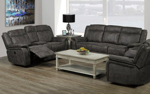 Power Recliner Set - 3 Piece with Air Suede Fabric - Grey