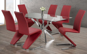 Kitchen Set with Clear Glass Top - 7 pc - Red | Black | Grey | White