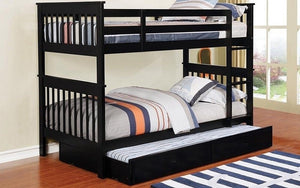 Bunk Bed - Twin over Twin with Trundle Solid Wood - Espresso