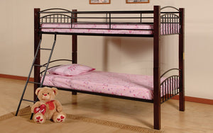 Bunk Bed - Twin over Twin with Metal and Wood - Black & Espresso