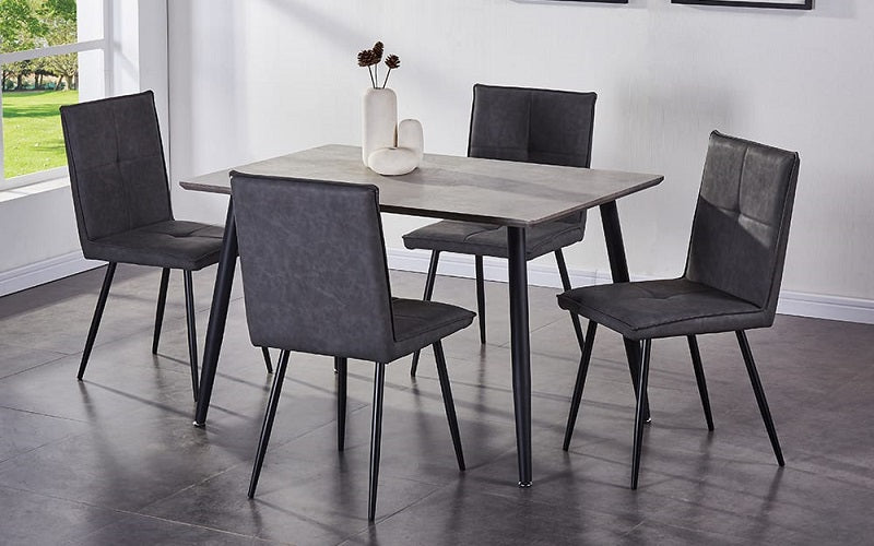 Rectangle Kitchen Set Kitchen Set with Rectangle Top - 5 pc - Grey & Black - Furnberry